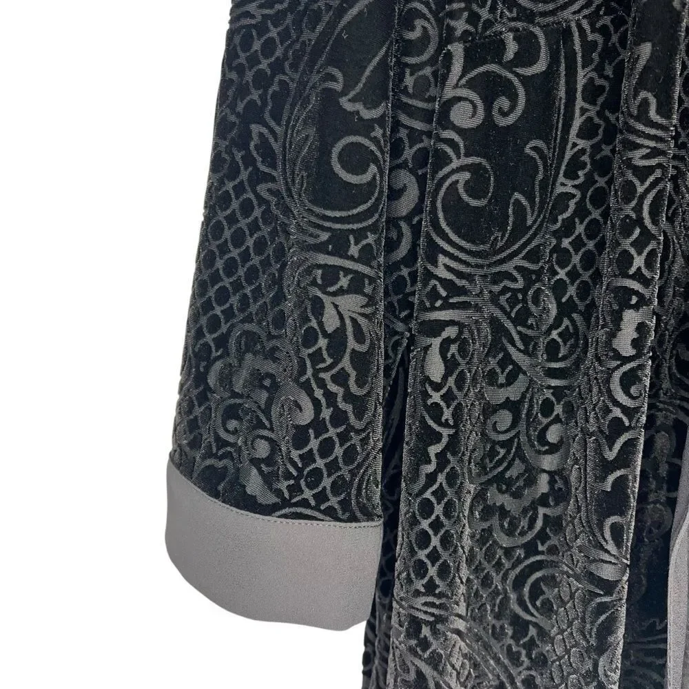 Catherines Black Velvet Robe Womens 2X 22/24 Open Front Kimono Sleeve $70 - Picture 2 of 6